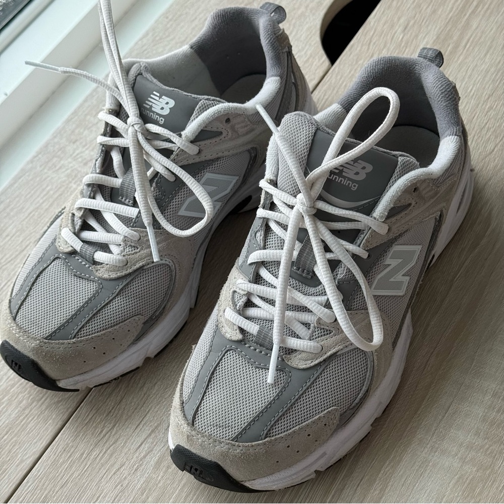 New Balance Gray and White Athletic Sneakers